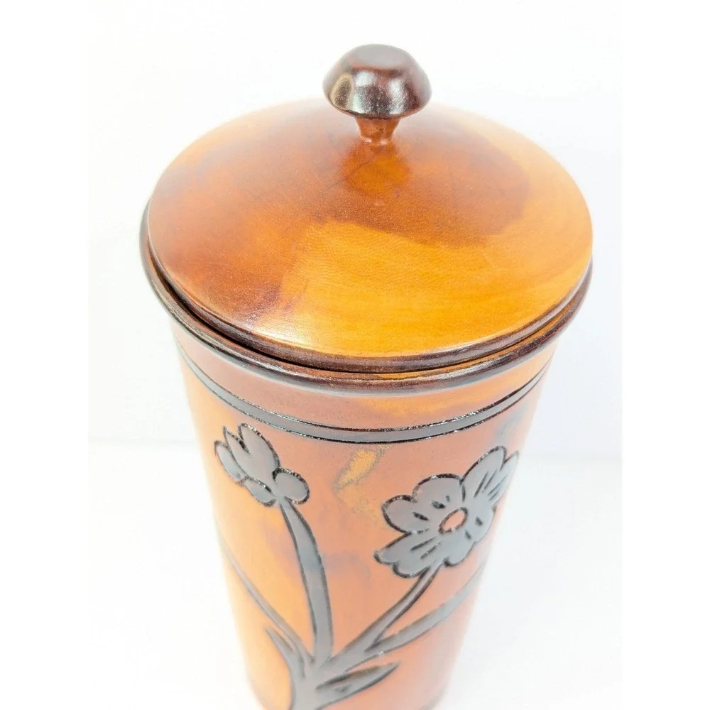 Turned Wood Canister Container with‎ Lid Handmade 8